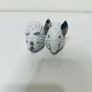 Gucci Vintage Twin White Silver Ceramic Salt Pepper Shakers Elephant Rhinoceros